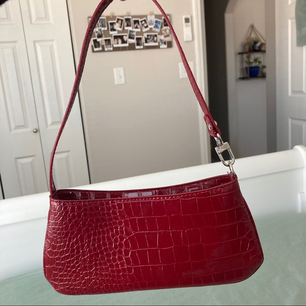 Red Croc-Patterned Purse